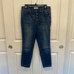 Madewell button fly raw hem crops